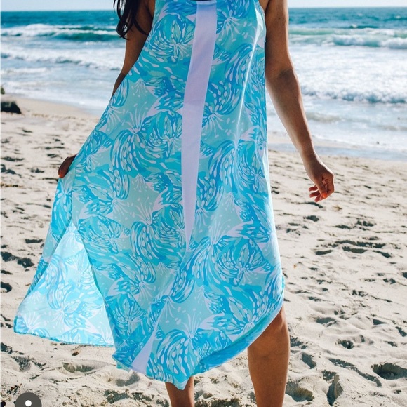 Lilibridge Blue Tropics Midi Dress | Color: Blue | Size: M | - Picture 9 of 10